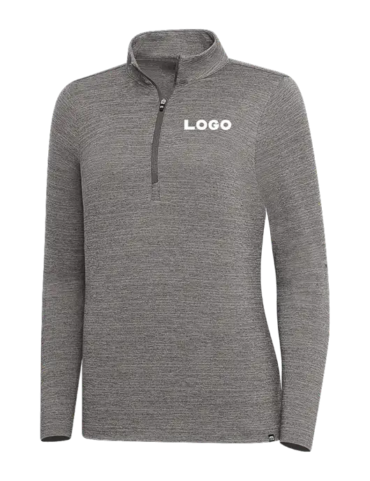 TravisMathew Medium Grey Heather Womens Crestview 1/4 Zip w/Logo