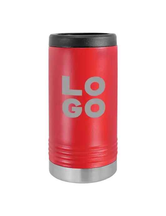 Polar Camel Powder Coated Red Vacuum Insulated Slim Beverage Holder w/Logo