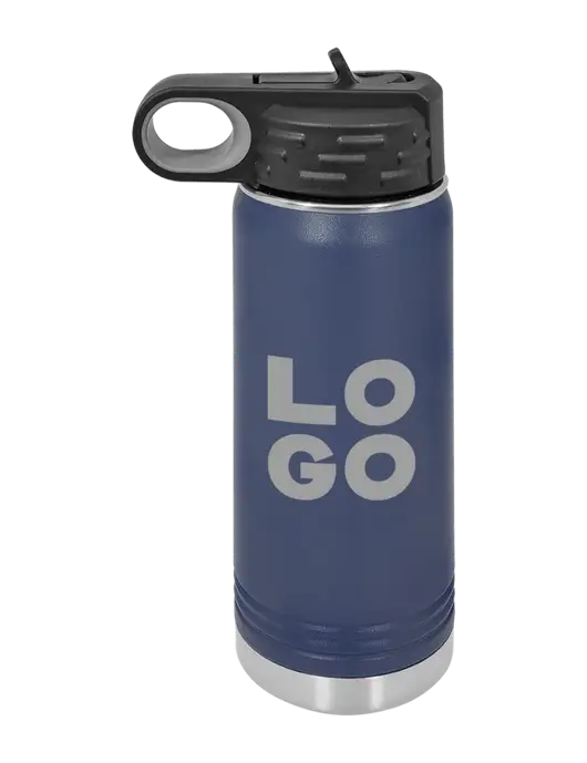 Polar Camel 20 oz Powder Coated Navy Vacuum Insulated Water Bottle w/Logo