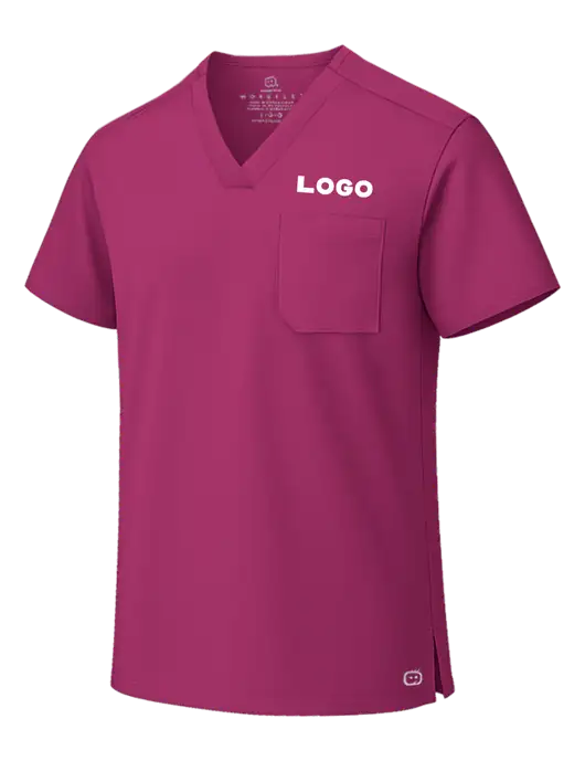 Wink Wine Unisex WorkFlex Chest Pocket V-Neck Top  w/Logo
