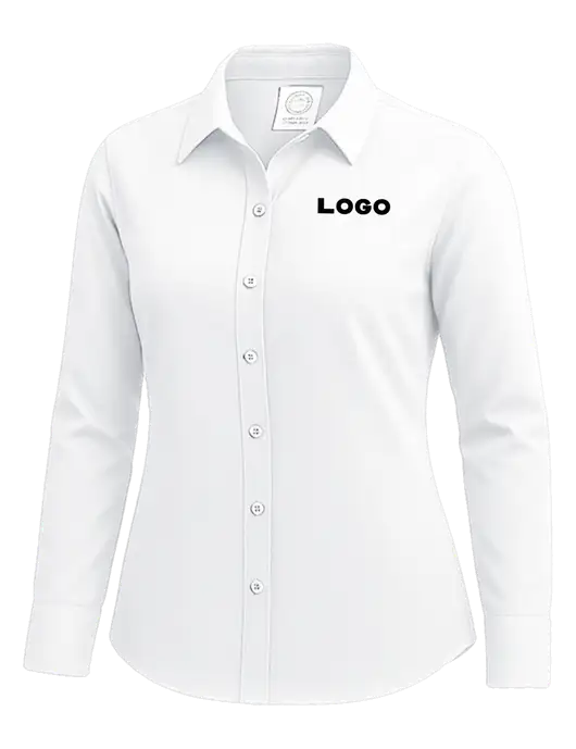 Brooks Brothers Womens White Wrinkle-Free Stretch Nailhead Shirt w/Logo