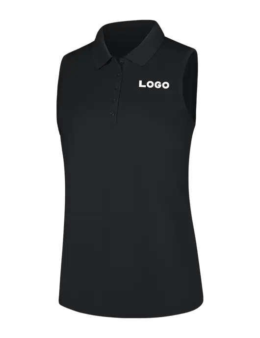 Womens Black Dry Zone UV Micro-Mesh Sleeveless Polo w/Logo