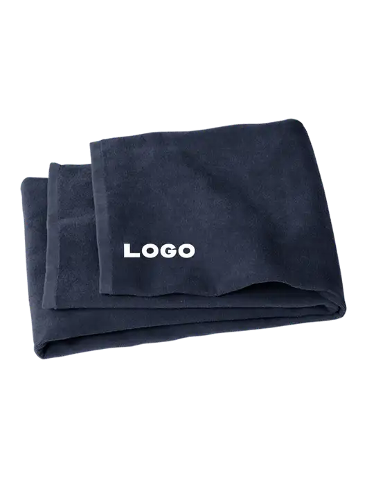 Navy Beach Towel w/Logo