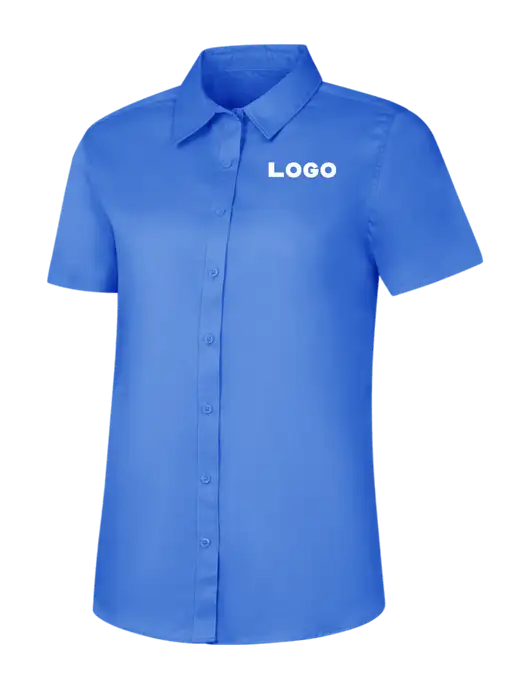 Womens Dark Carolina Blue Short Sleeve Superpro React Twill Shirt w/Logo