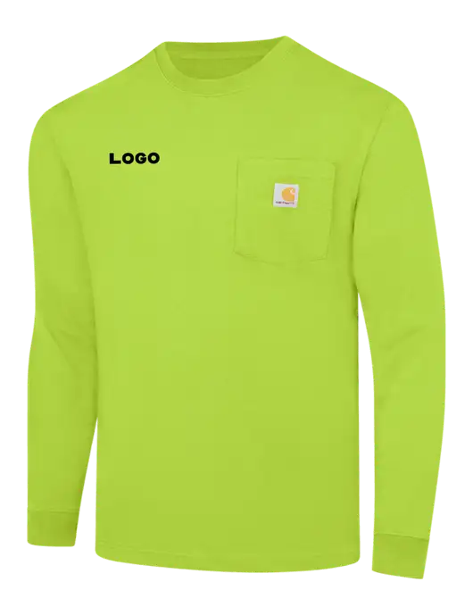 Carhartt Safety Green Workwear Pocket Long Sleeve T-Shirt w/Logo