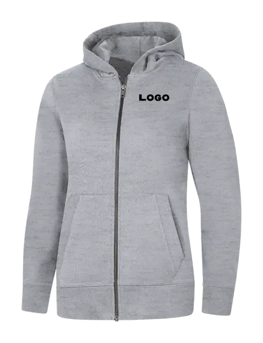 Womens Light Grey Heather Re-Fleece Full-Zip Hoodie w/Logo
