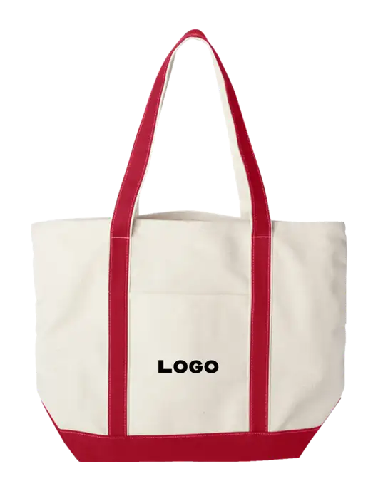 Extra Large Natural/Red Sturdy Canvas Carryall w/Logo