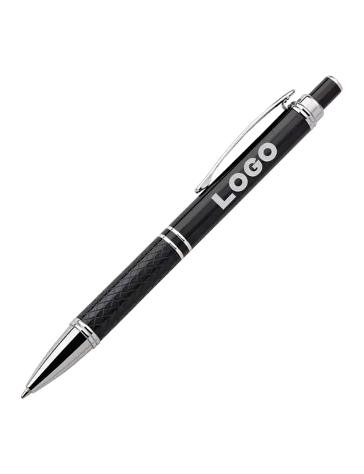 Black Stellar Scribe Pen - Black Ink w/Logo