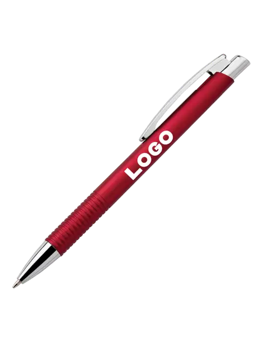 Malay Red Ballpoint Pen - Blue Ink w/Logo