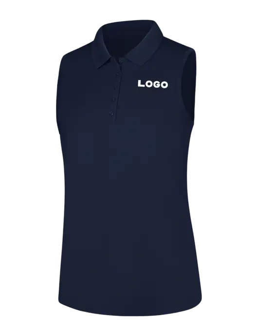 Womens Navy Dry Zone UV Micro-Mesh Sleeveless Polo w/Logo