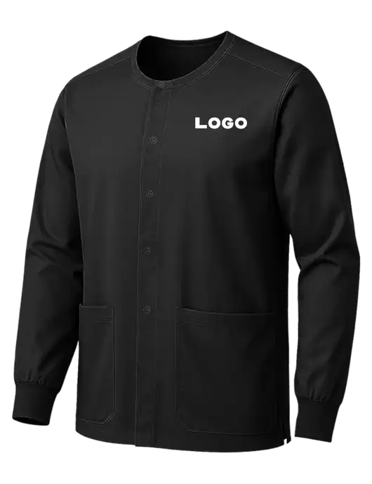 Wink Black Unisex WorkFlex Snap-Front Scrub Jacket w/Logo