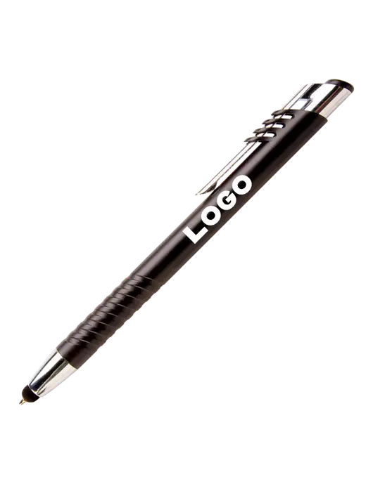 Schirhart Black Stylus Pen - Blue Ink w/Logo