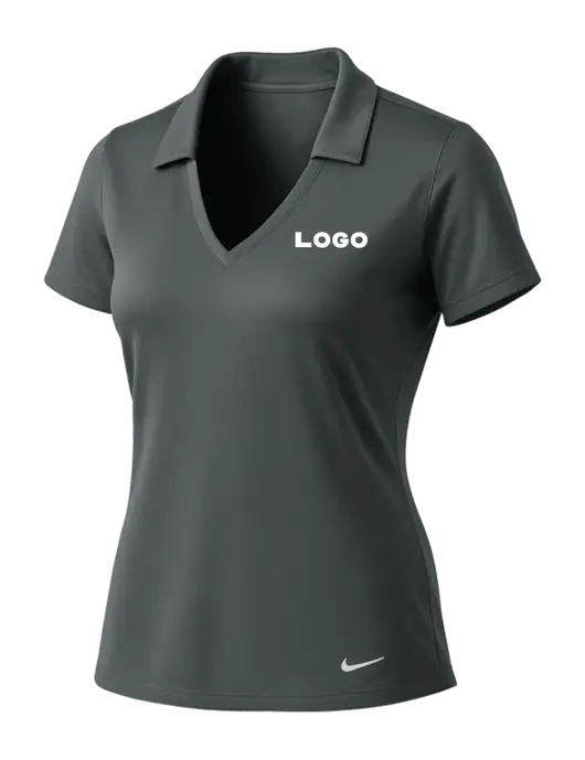NIKE Dark Grey Womens Dri-Fit Vertical Mesh Polo w/Logo