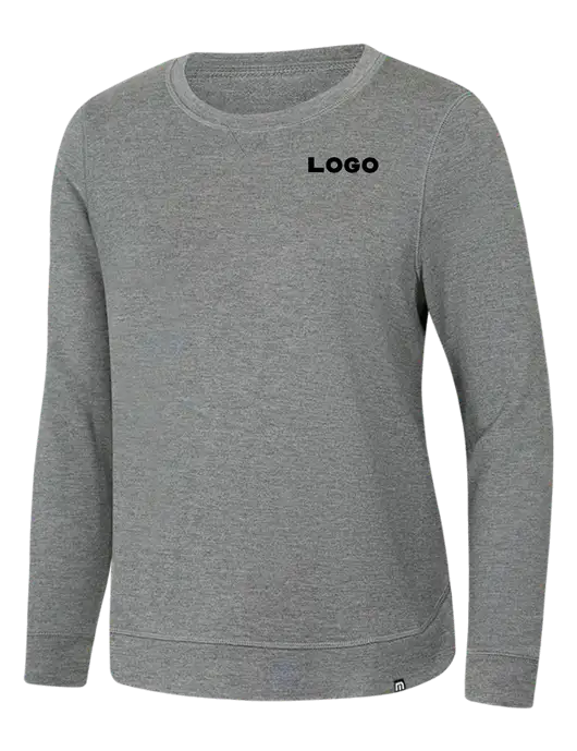 TravisMathew Womens Light Grey Heather Lightweight Long Weekend Crew w/Logo