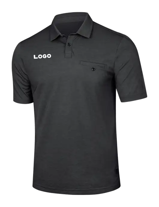 TravisMathew Black Heather Sunsetters Pocket Polo w/Logo