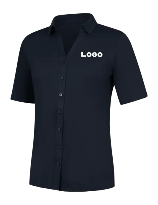 Womens Navy City Stretch Top w/Logo