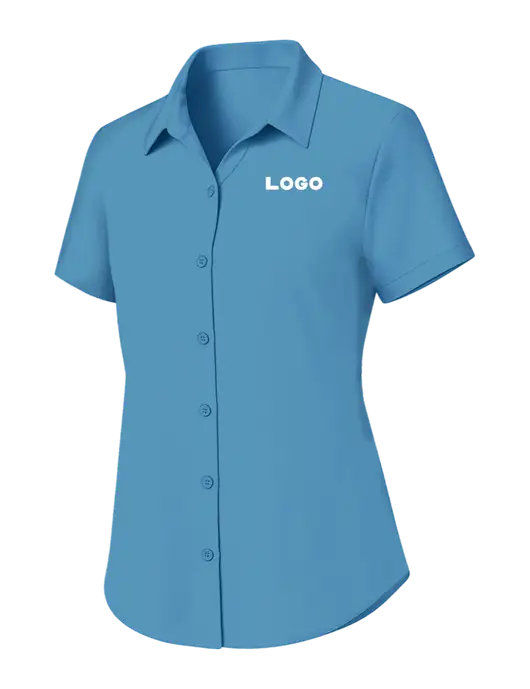 Womens Carolina Blue Short Sleeve UV Dockside Shirt w/Logo