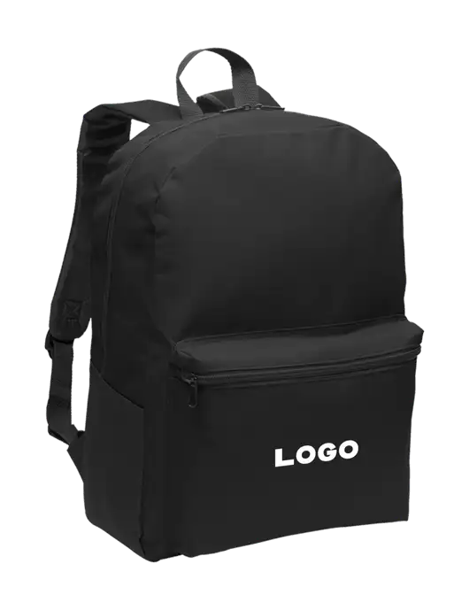 Casual Black Lightweight Laptop Backpack w/Logo