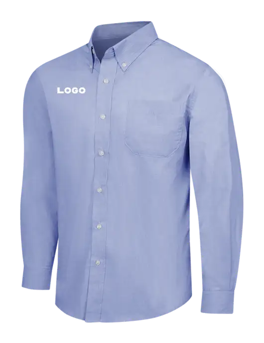Light Slate Blue Crosshatch Easy Care Shirt w/Logo