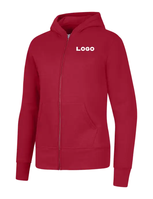 Red Womens Core Fleece Full-Zip Hooded Sweatshirt w/Logo