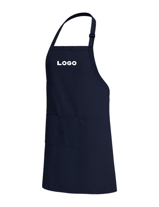 Easy Care Extra Long Bib Navy Apron with Stain Release w/Logo
