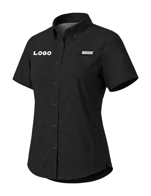 Columbia Black Womens PFG Tamiami II Short Sleeve Shirt w/Logo