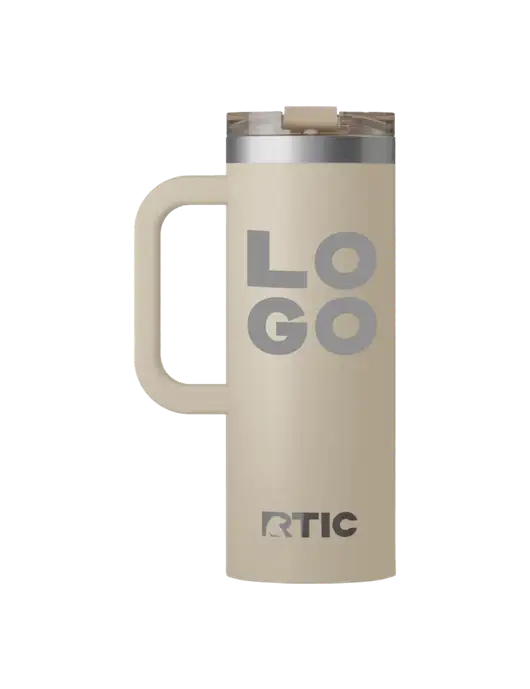 RTIC Road Trip 20 oz Tan Travel Mug w/Logo