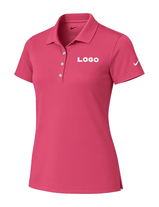 Nike Womens Dark Pink Tech Basic Dri-FIT Polo
 w/Logo