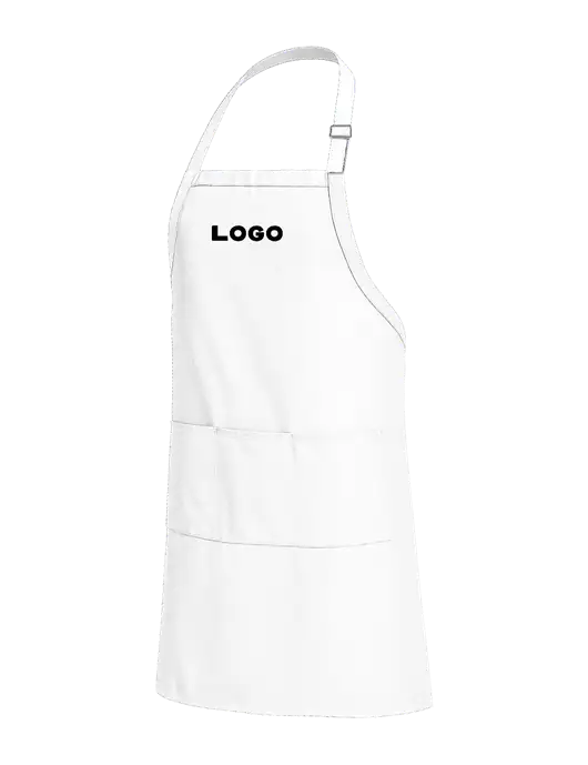 Easy Care Extra Long Bib White Apron with Stain Release w/Logo