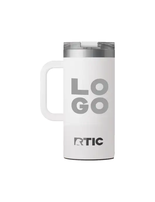 RTIC Road Trip 16 oz White Travel Mug w/Logo