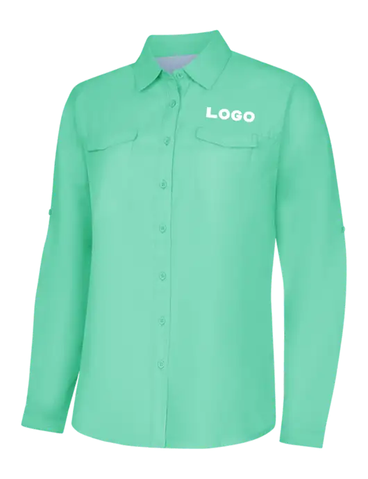 Womens Light Green Long Sleeve UV Daybreak Shirt w/Logo