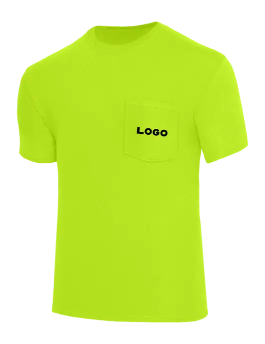 Safety Green Heavyweight 6.1 oz Pocket T-Shirt w/Logo
