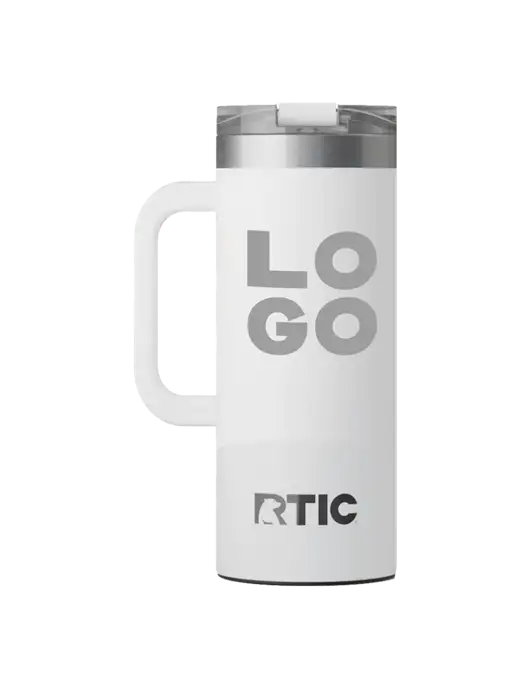 RTIC Road Trip 20 oz White Travel Mug w/Logo