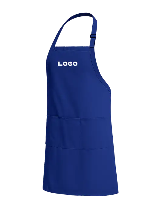 Easy Care Extra Long Bib Dark Royal Apron with Stain Release w/Logo