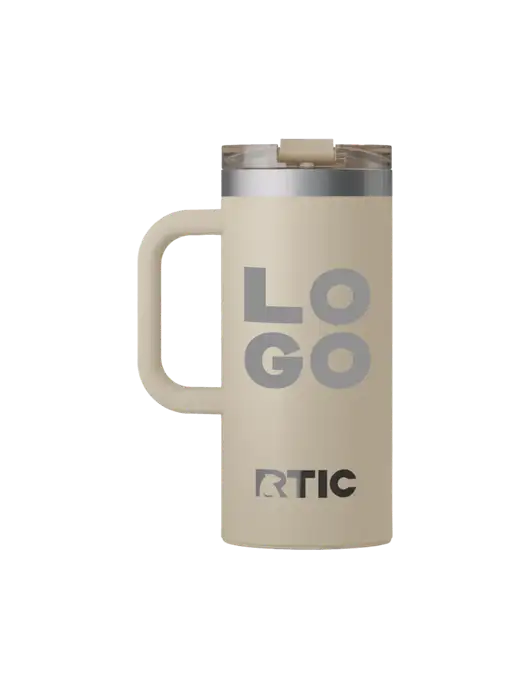 RTIC Road Trip 16 oz Tan Travel Mug w/Logo