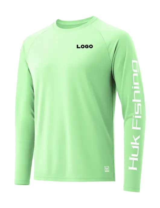 HUK Light Green LoPro Pursuit Long Sleeve T-Shirt w/Logo