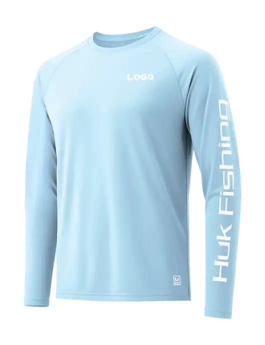 HUK Light Blue LoPro Pursuit Long Sleeve T-Shirt w/Logo