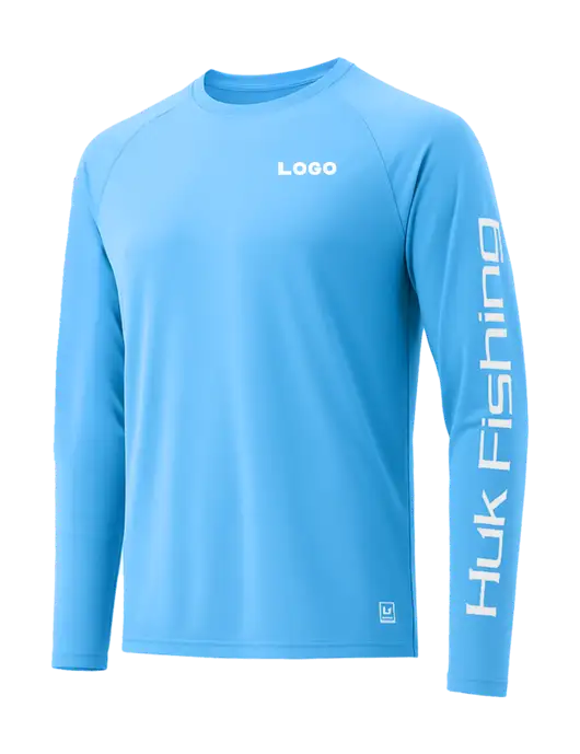 HUK Light Sapphire LoPro Pursuit Long Sleeve T-Shirt w/Logo