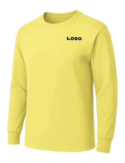 Yellow Heavyweight Long Sleeve 6.1 oz T-Shirt w/Logo