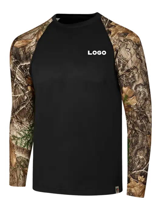 Russell Outdoors Black/Realtree Edge Camo Colorblock Performance Long Sleeve T-Shirt w/Logo