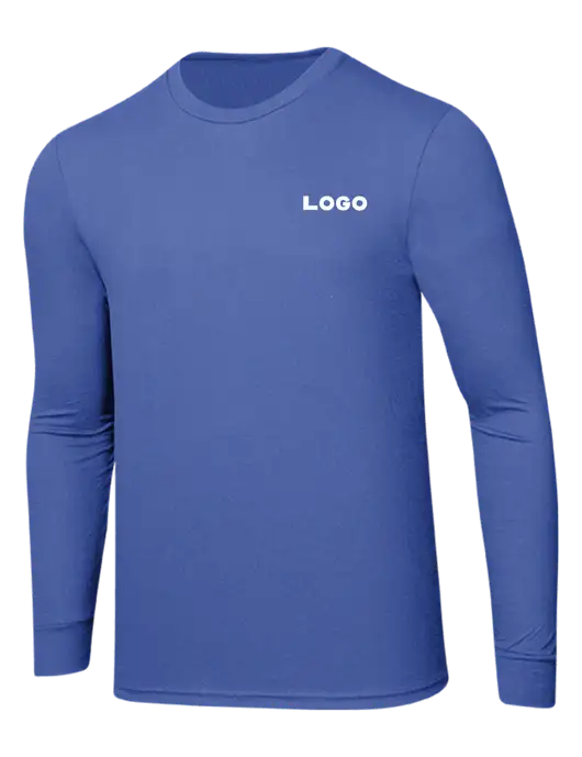 Simply Soft Long Sleeve Royal Frost 4.5 oz, Poly/Combed Ring Spun Cotton T-Shirt w/Logo