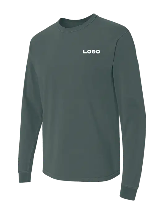 Comfort Colors Garment-Dyed Dark Green Heather Heavyweight Long Sleeve T-Shirt w/Logo