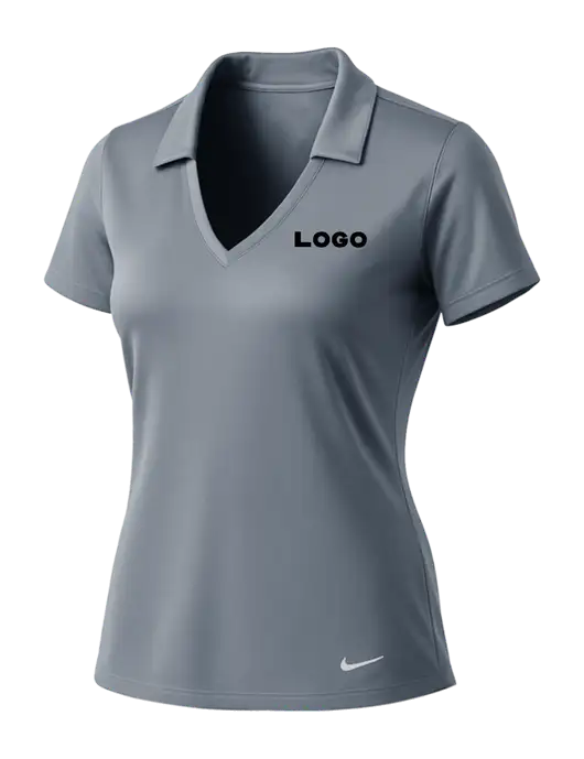 NIKE Medium Grey Womens Dri-Fit Vertical Mesh Polo w/Logo