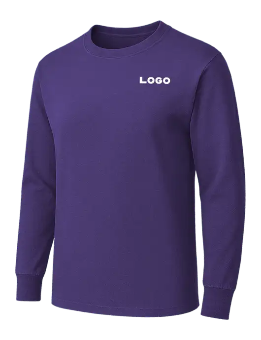 Purple Heavyweight Long Sleeve 6.1 oz T-Shirt w/Logo