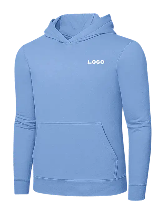 Light Blue 7.8. oz Ring Spun Hooded Sweatshirt w/Logo