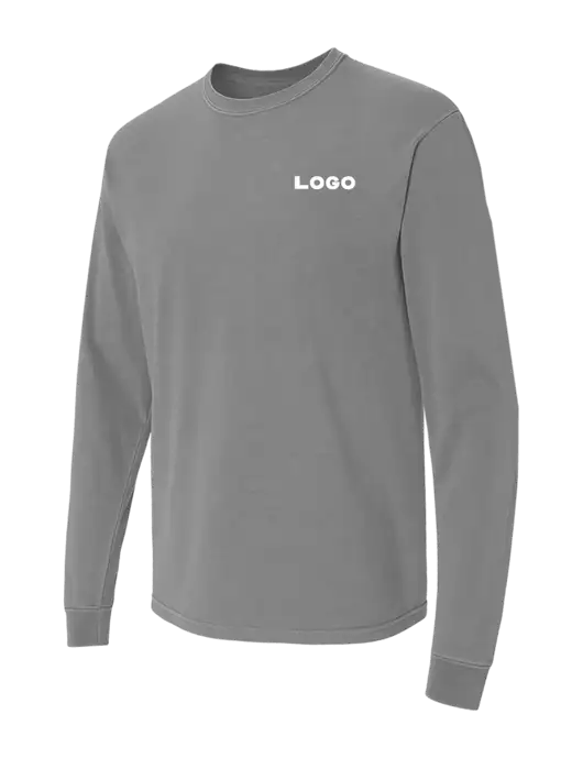 Comfort Colors Garment-Dyed Medium Grey Heavyweight Long Sleeve T-Shirt w/Logo