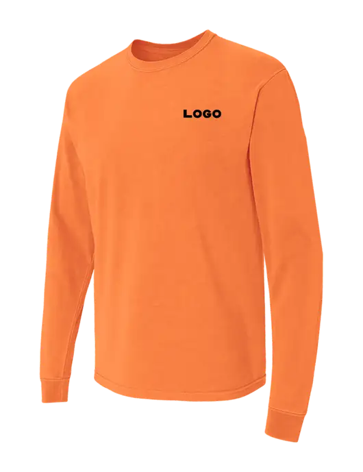 Comfort Colors Garment-Dyed Orange Heavyweight Long Sleeve T-Shirt w/Logo