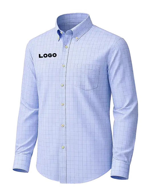 Brooks Brothers Wrinkle-Free Stretch Light Blue Patterned Shirt w/Logo