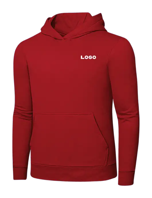 Bright Red 8.5 oz Ring Spun Hooded Sweatshirt w/Logo