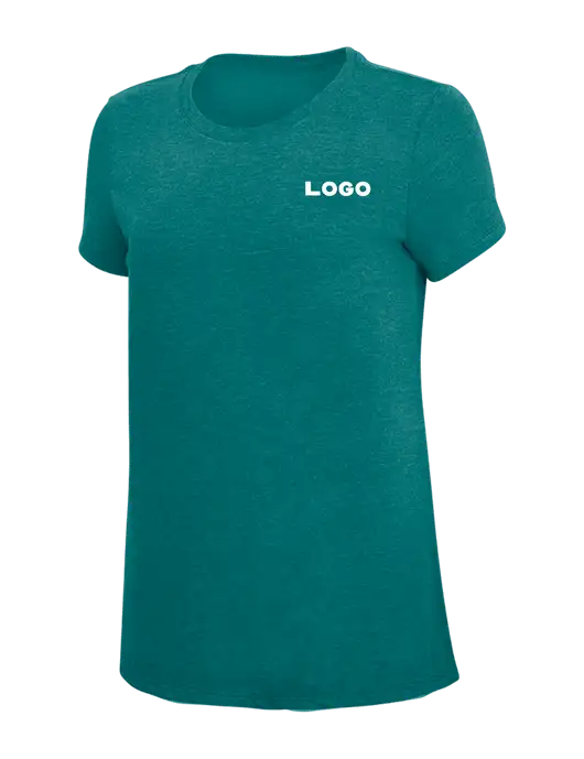 Womens Simply Soft Heathered Dark Teal 4.5oz  Poly/Combed Ring Spun Cotton T-Shirt w/Logo